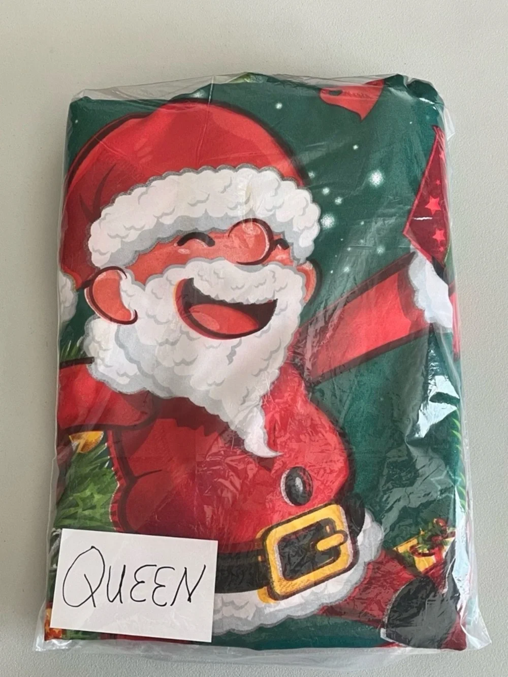 Festive Santa Christmas Queen Size Duvet - Green & Red